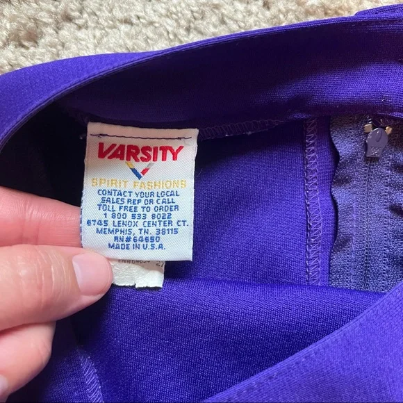 purple / gold / black / white Varsity real high school cheerleading uniform - Picture 6 of 14